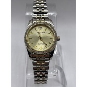 Milan Diamond Quartz Women's Watch Two Tone Stretch Band- New Battery‎
